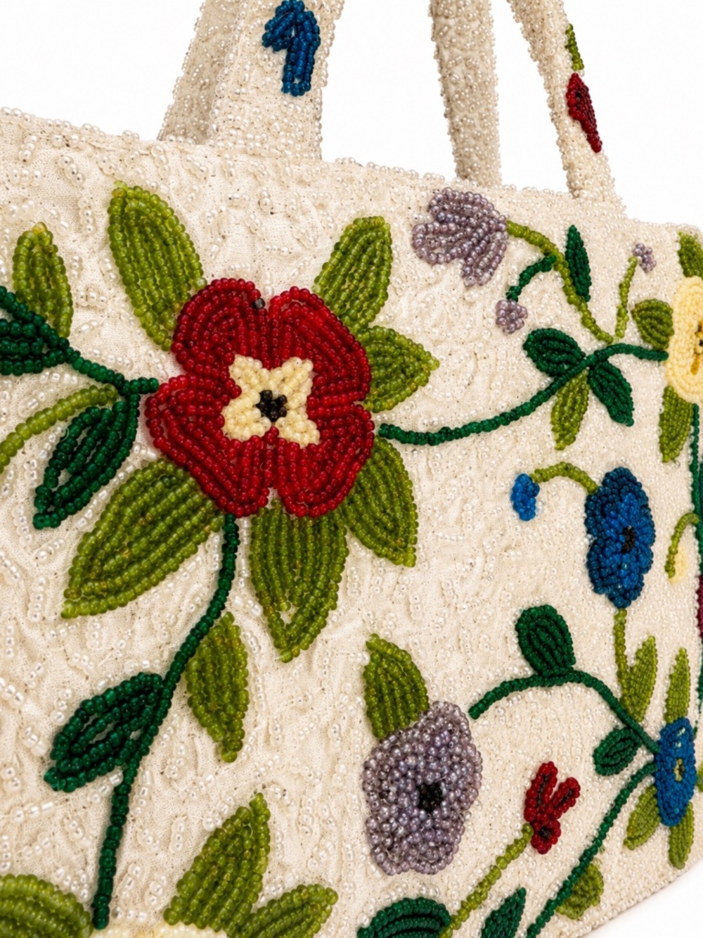 Vintage Pierre Urbach Beaded Floral Handbag Tote NWOT - Picture 5 of 8